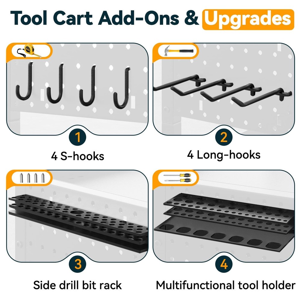 Warome Power Tool Organizer Cart, Dual-Sided Drawer Tool Storage Rack on Whee...