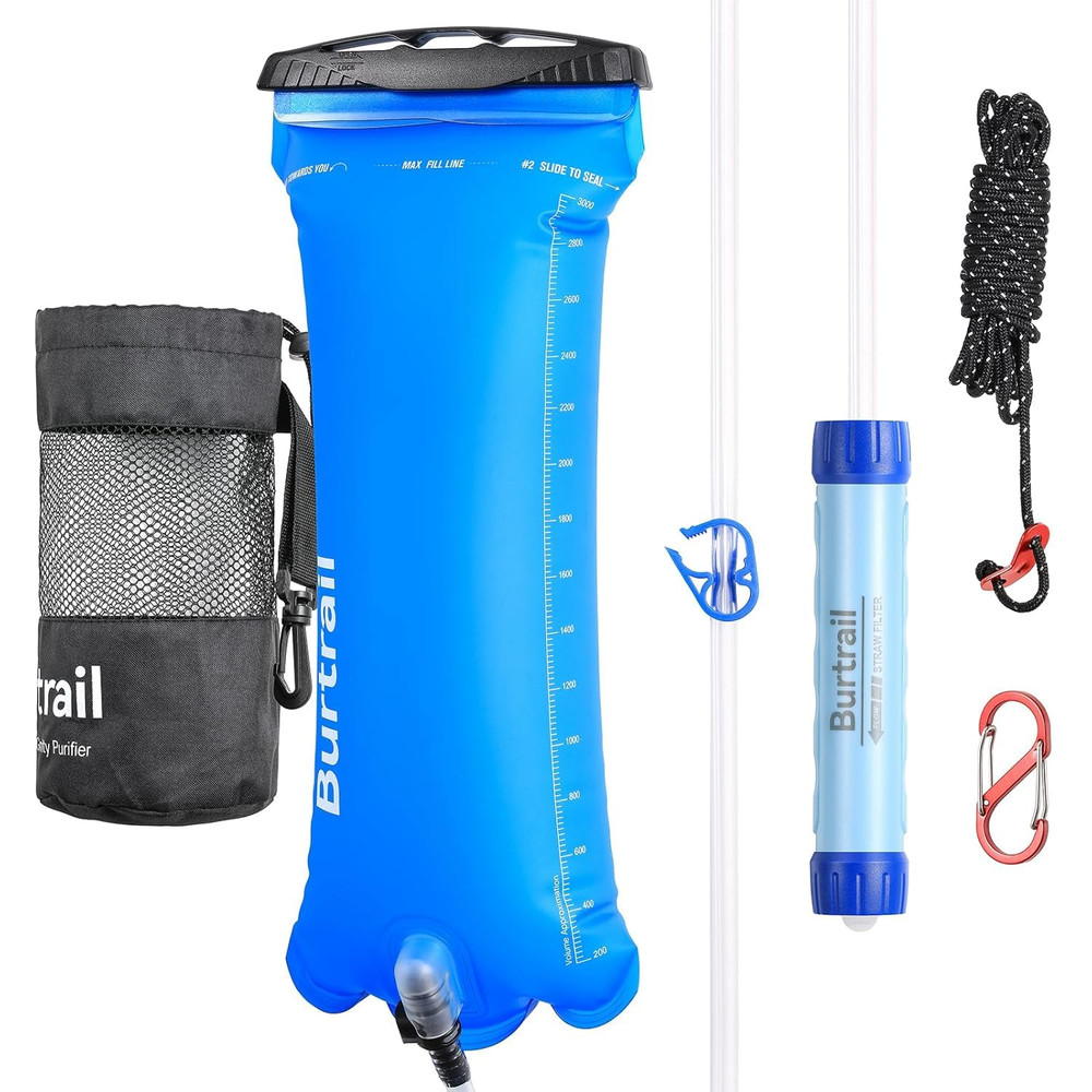 Gravity-Fed Water Filtration System, Portable Gravity Water Filter Camping, Hiki