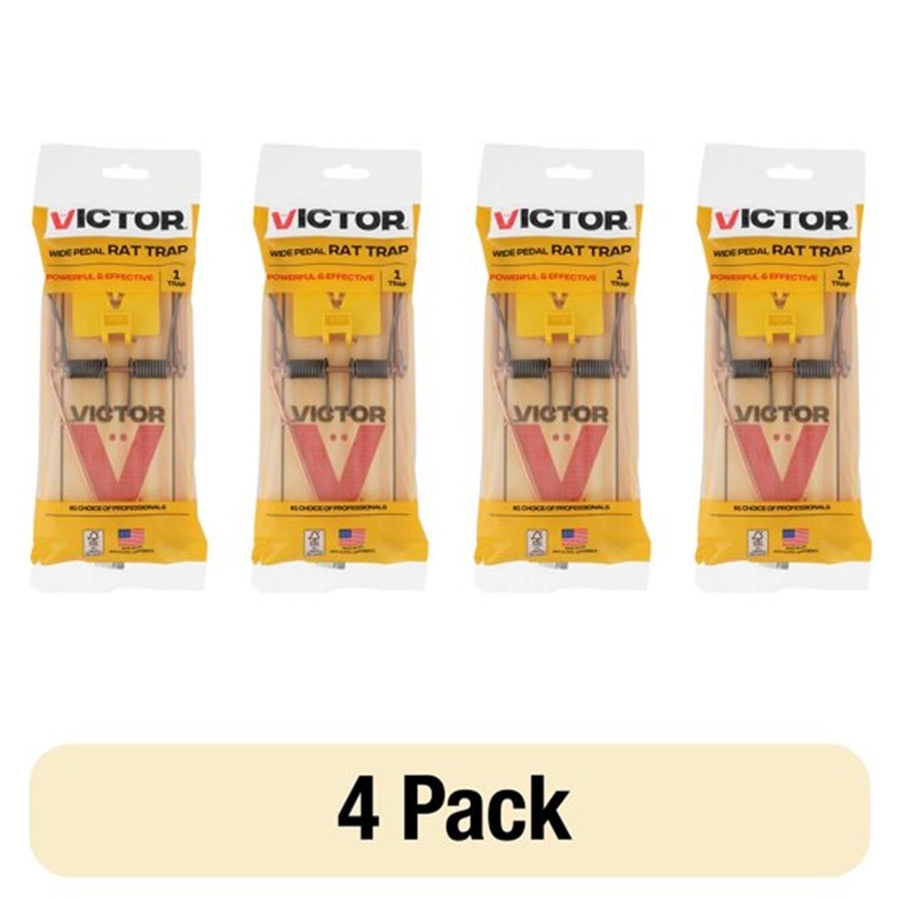 Victor Wooden Extended Trigger Rat Trap - 4 Pack