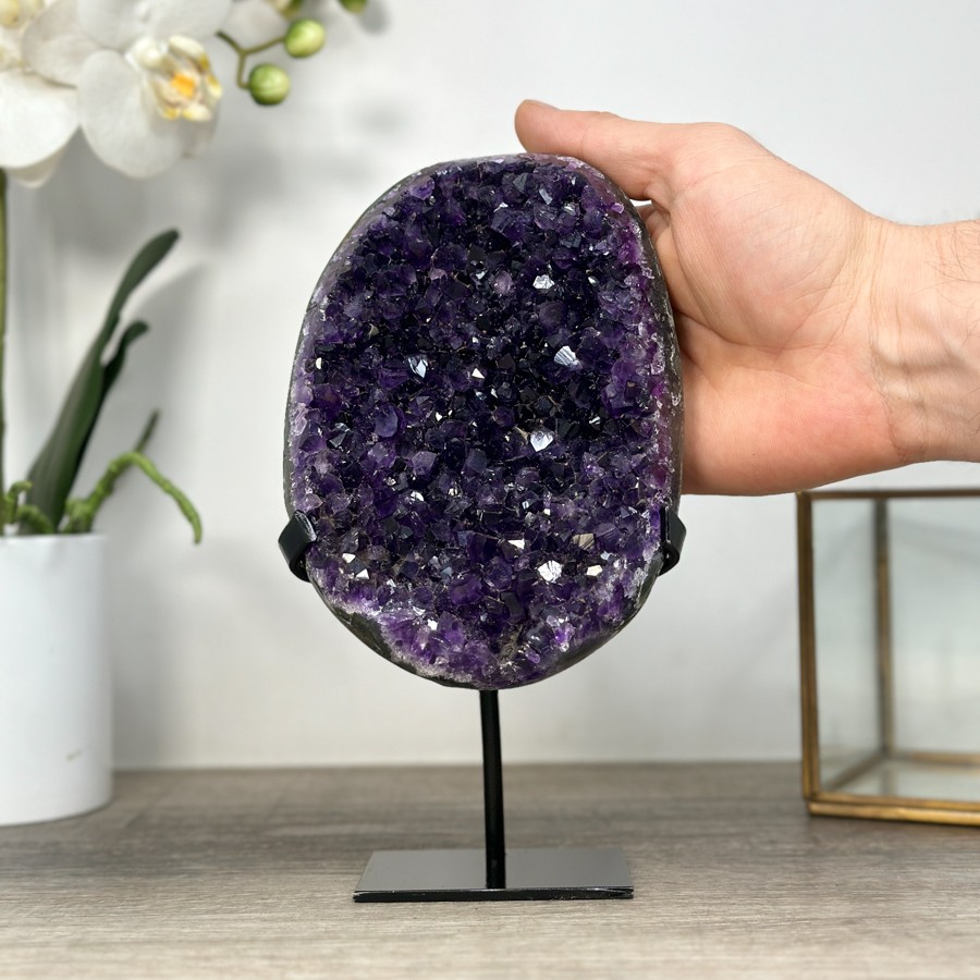 Uruguayan Amethyst Crystal Geode on Stand. MWS2586