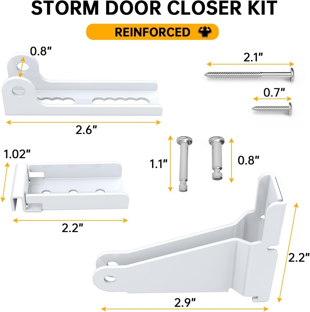 Reinforced Storm Door Closer Bracket Kit Compatible with Andersen, White