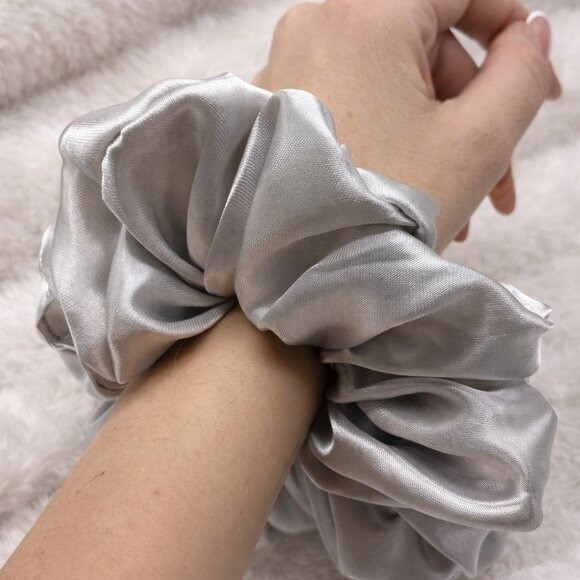 Silver Satin XXL Scrunchie