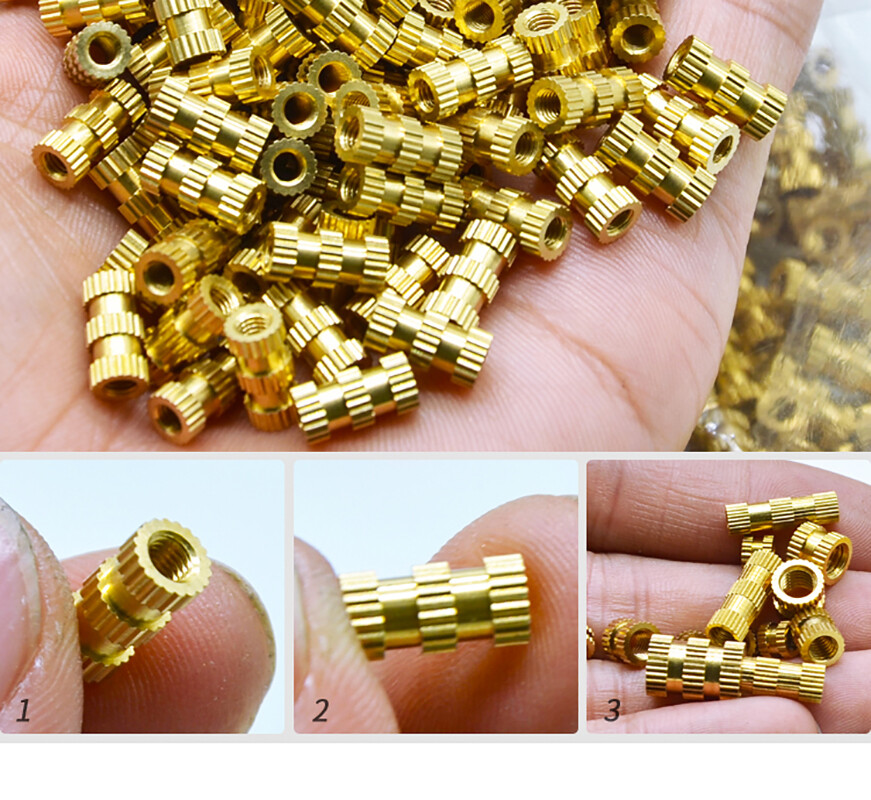 Knurl Insert Nut Round Metric Brass Solid Embedded Threaded M1 M1.2 M1.4 M1.6-M8