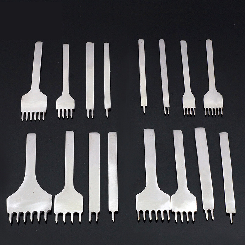 4Pcs Leather Hole Punch Chisel Leather Craft Stitching Tools Hammer 3/4/5mm Set