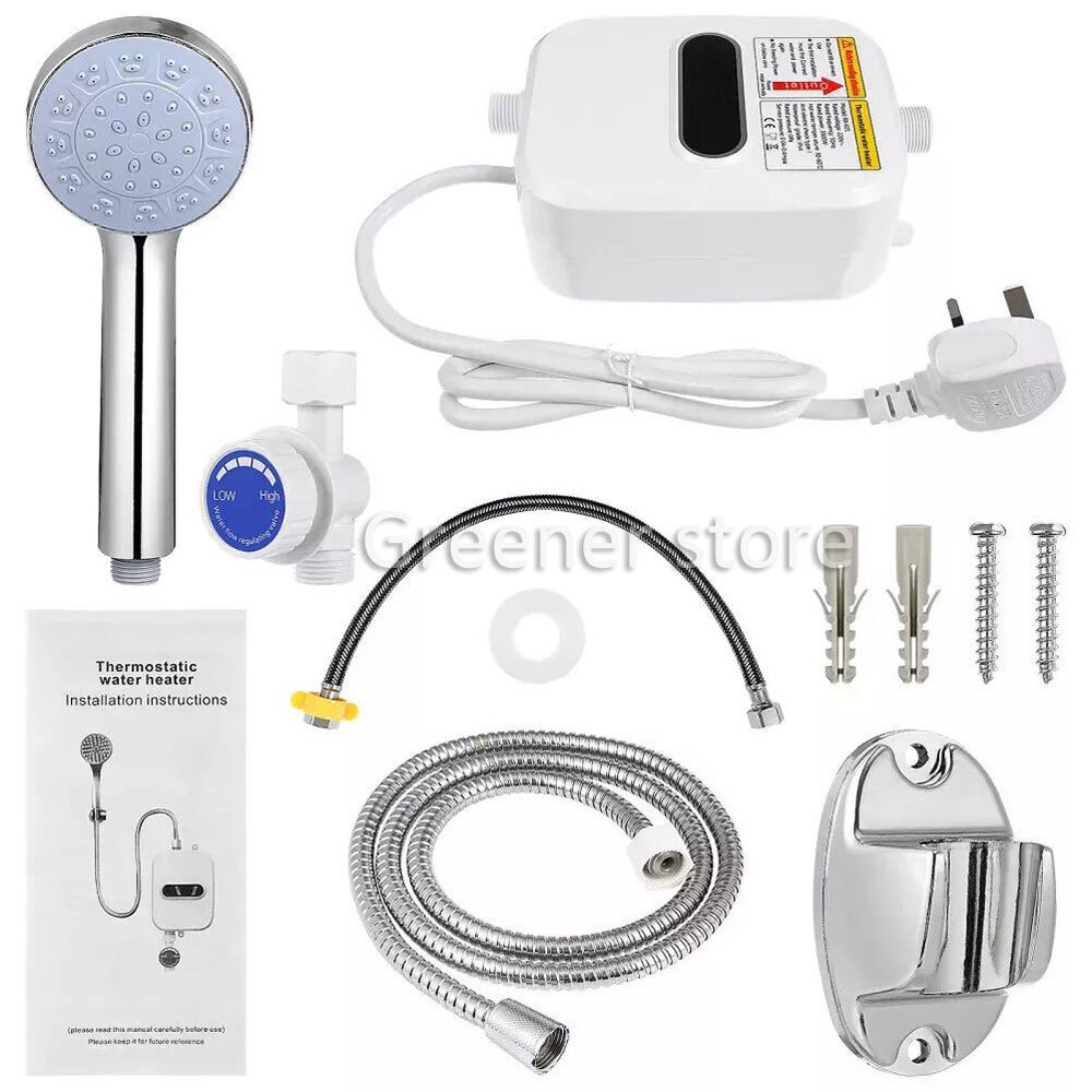 3500W Tankless Electric Instant Water Heater Tap Hot Shower for Bath Kitchen