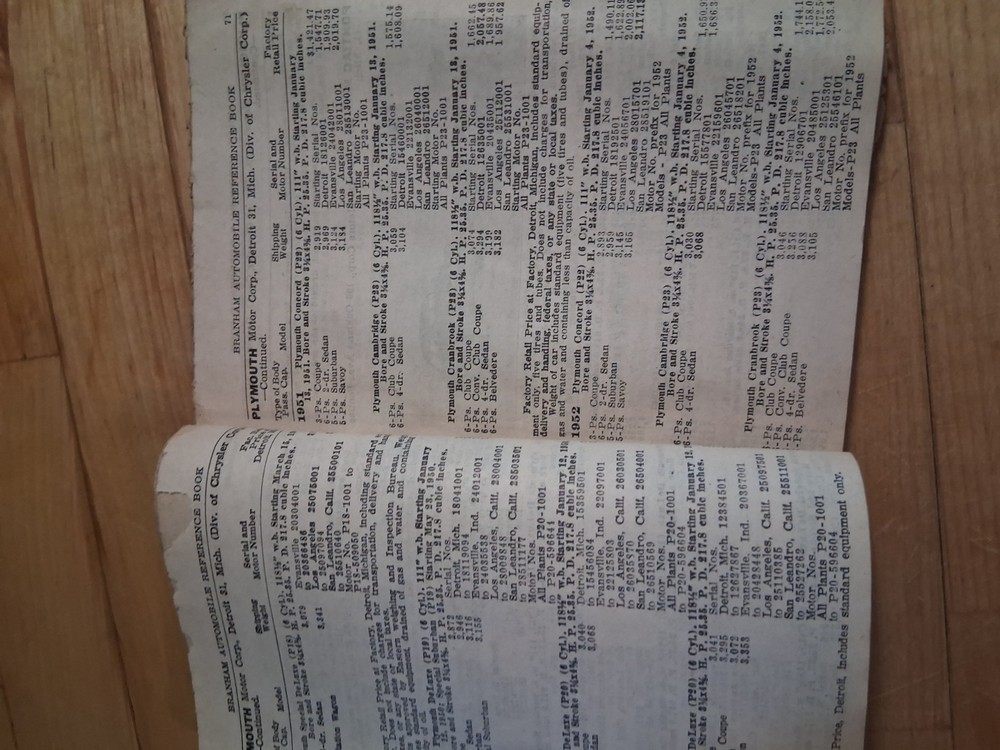 1943,49,53 Branham Automobile Reference Book
