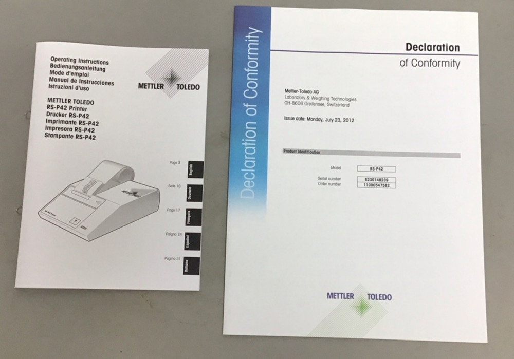 Mettler Toledo RS-P42 Analytical Instrument Printer, RS232C Interface (R30)
