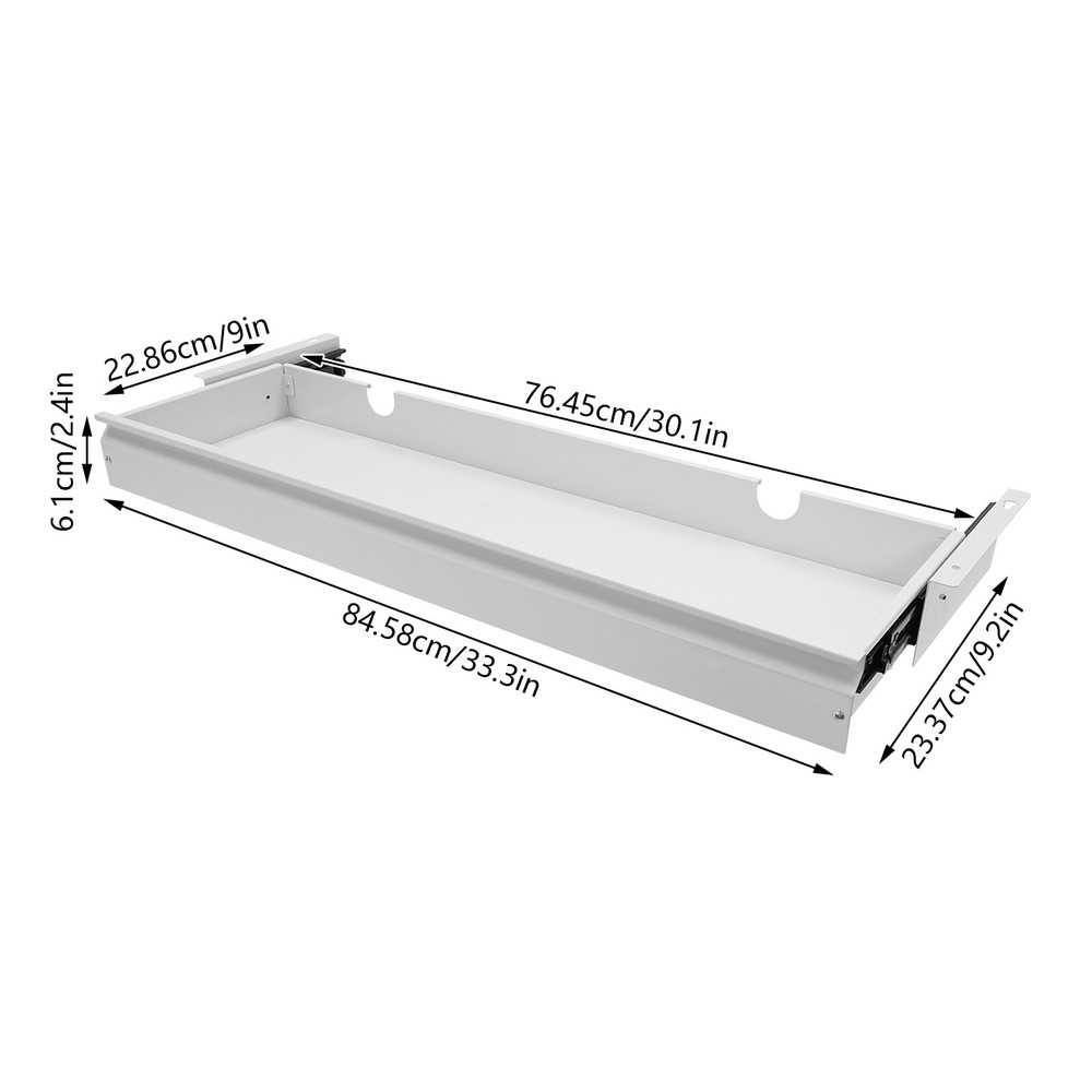 33" White Sliding Pull-Out Desk Drawer - Space Saver Organizer