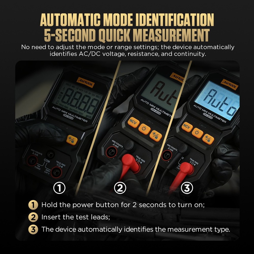 Auto Digital Multimeter Tester AC DC Volt Amp Meter NCV Ohm Current Tester TRMS