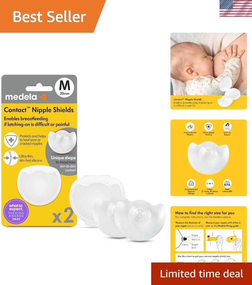 Breastfeeding Essential: 20mm Nipple Shields with Storage Case, Silicone Comfort