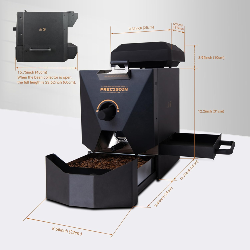 1Pound Electric Coffee Roaster for Home Use, Automatic Roasting and Easy Operati