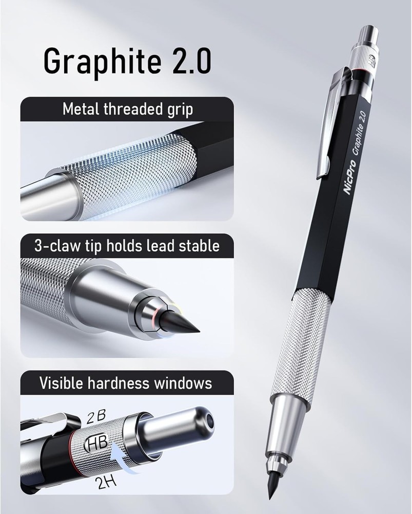2mm Metal Mechanical Pencil Set with Refill Pack