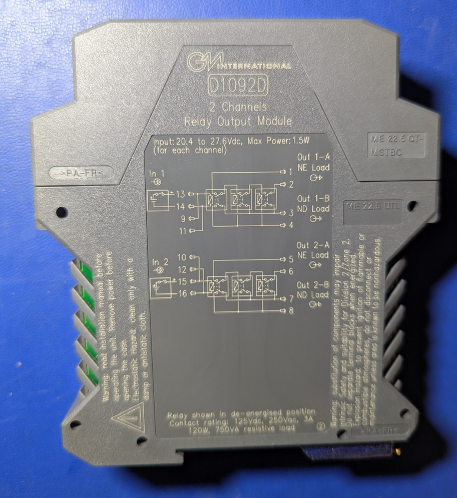 GM International D1092D Relay Output Module 2 Channels. NEW!
