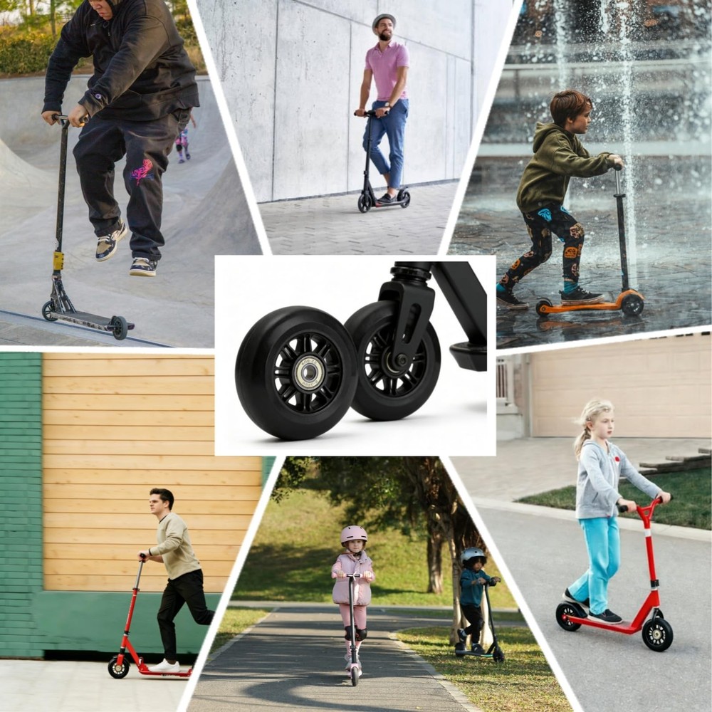 Replacement 100mm Kick Scooter Wheels - High-Speed Bearings, Durable PU Pair