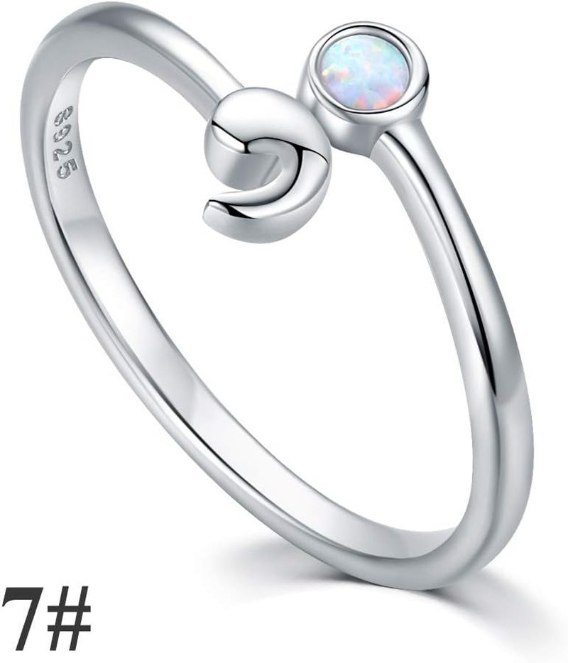 Semicolon Ring 925 Sterling Silver Adjustable Open Opal Suicide Awareness Ring