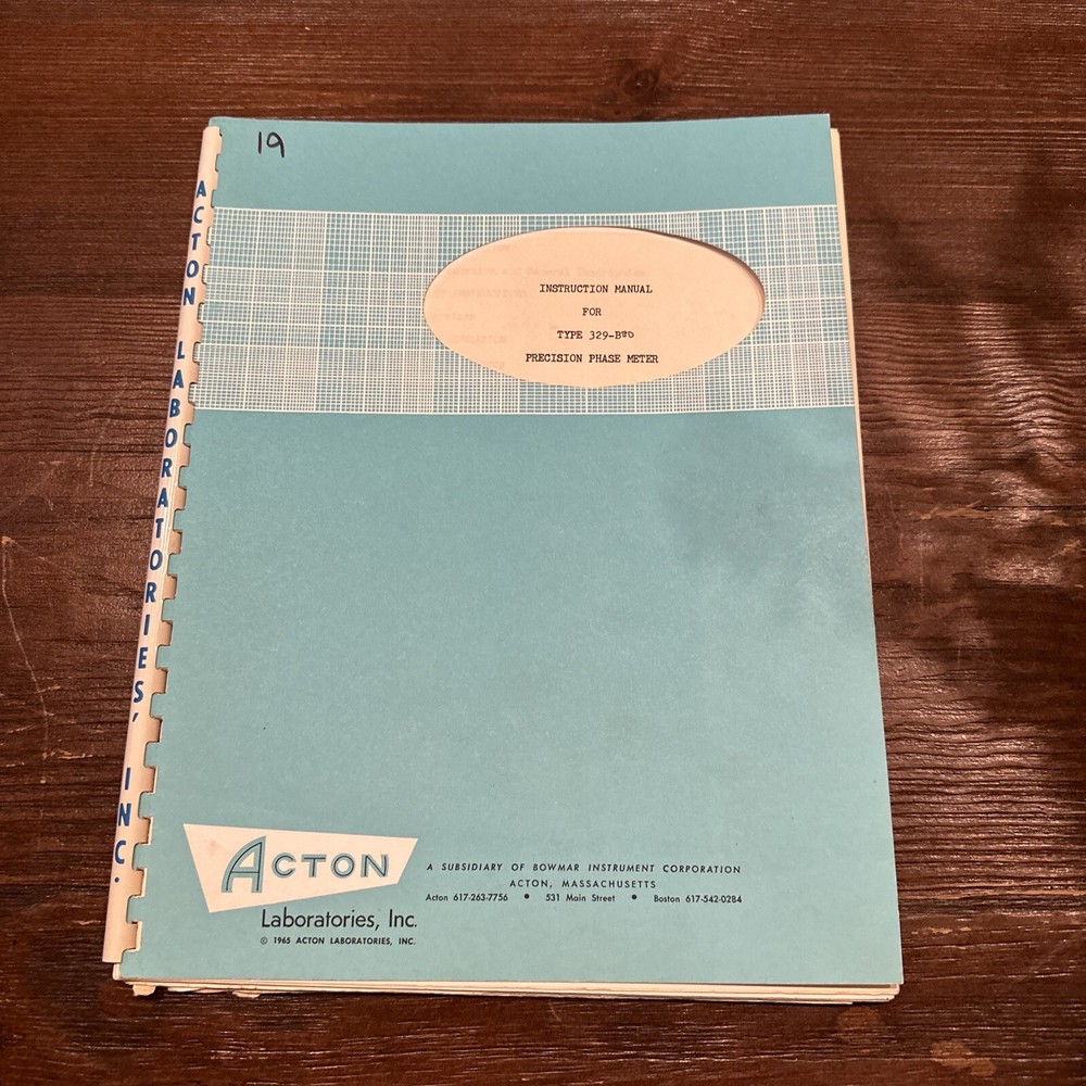 Acton Laboratories Type 329-B Precision Phase Meter Instruction Manual 1964