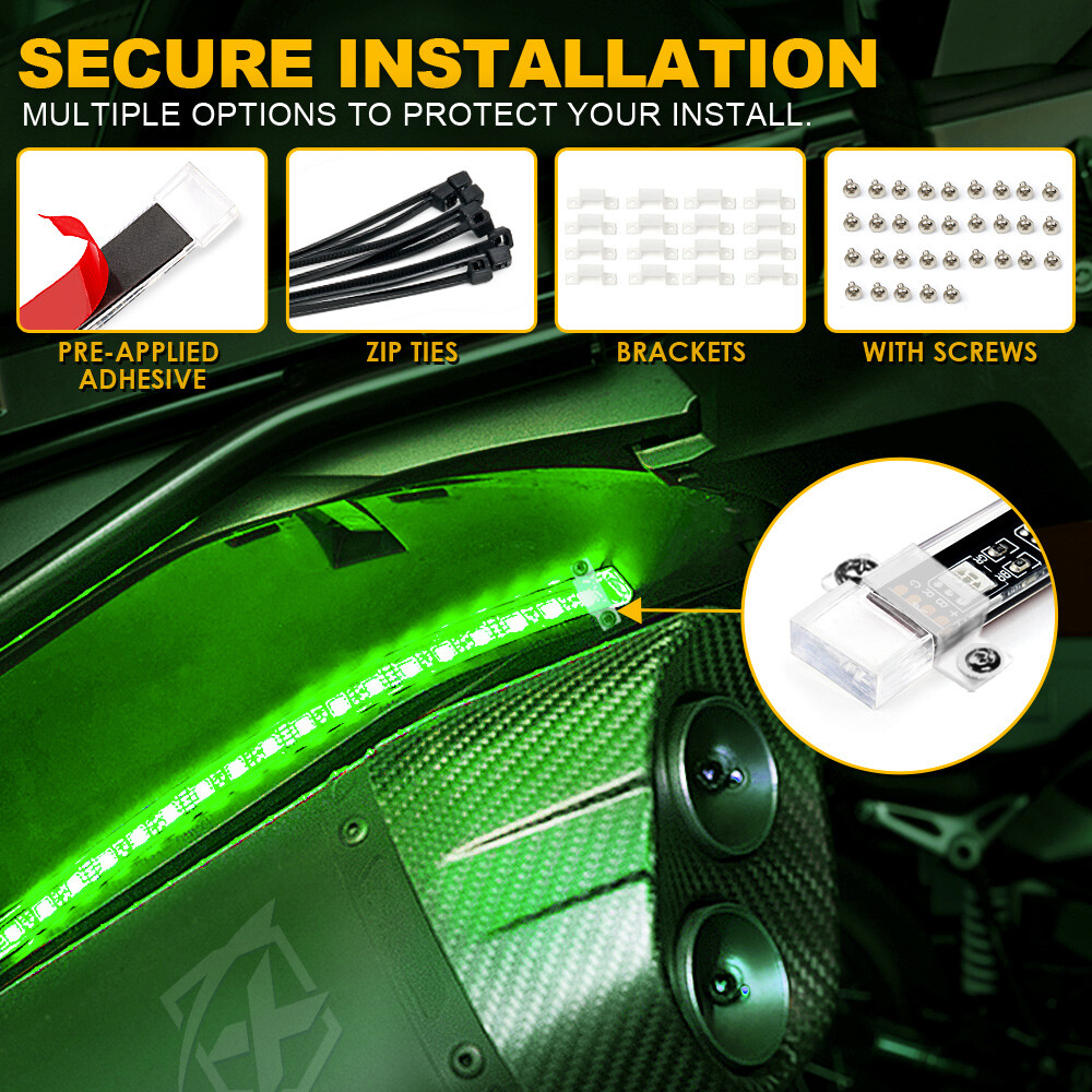Xprite 8Pcs Motorcycle RGB LED Light Neon Strips Kit UnderGlow IR＆ APP Control