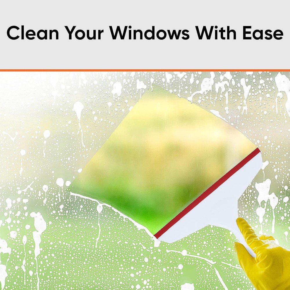 Superio 6" Window Rubber Squeegee with Hanging Loop, Red