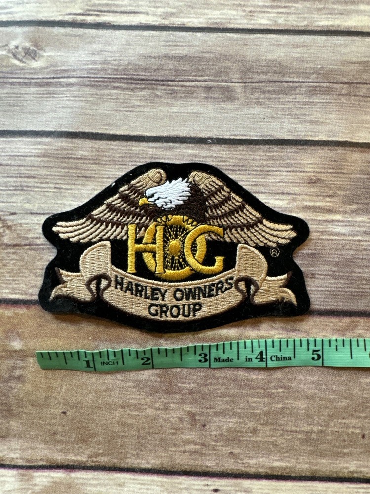 HARLEY OWNERS GROUP PATCH. USED. GOOD CONDITION - ABOUT 4.5 INCHES