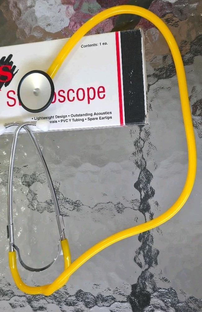 PHS Stethoscope Lightweight Design Yellow Opened Box