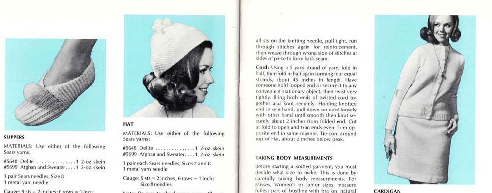 Sears Beginner's Knitting Book Basic Instructions 4 Patterns 1970's Vintage