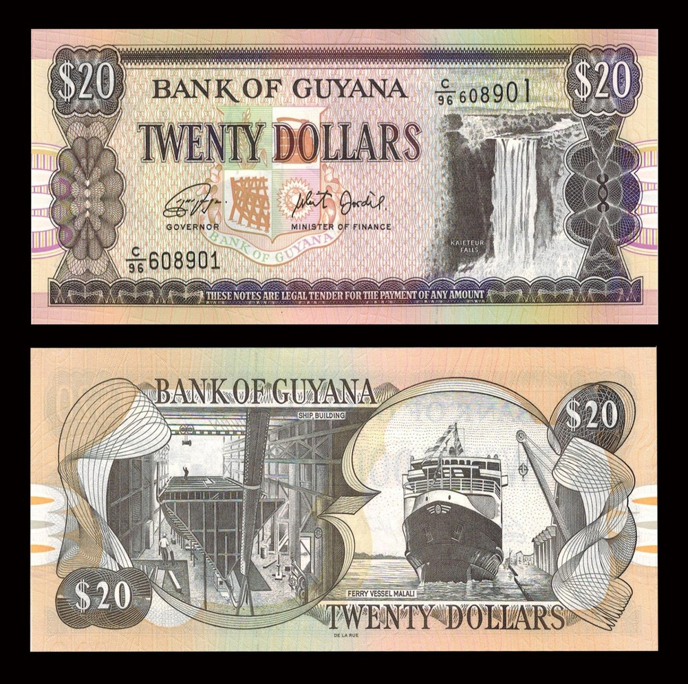 Guyana 20 Dollars x 100 Pcs Bundle, 1996 P-30 Unc