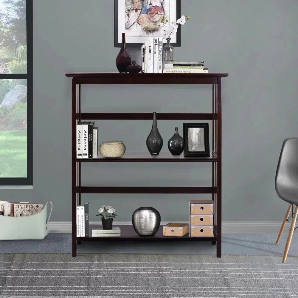 Style 3-Tier Wood Bookcase Storage Organizer