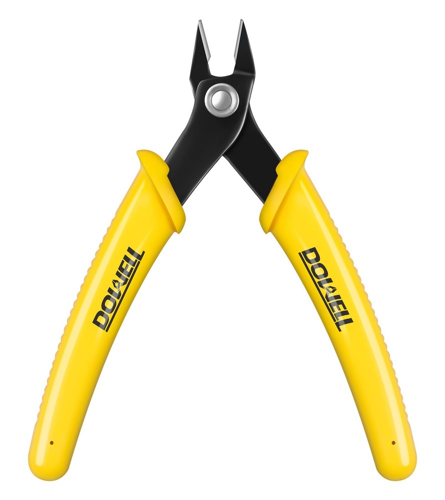 DOWELL Micro Cutter Flush Soft Wire Cutters 5 x 2.1 x 0.5in, Yellow
