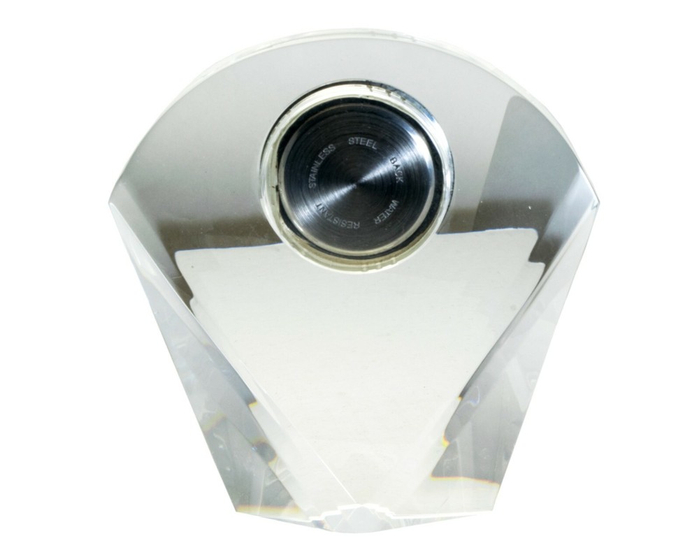CLEAR CUT CRYSTAL MANTEL AND DESK ANALOG QUARTZ CLOCK