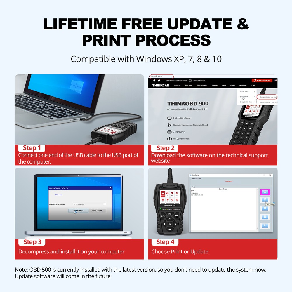 THINKOBD500 Automotive OBD2 Scanner Car Diagnostic Tool Code Reader Engine Fault