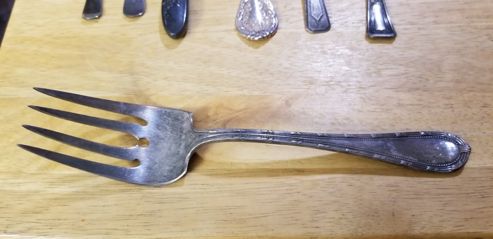 Heavy EMPIRE 1906 Antique COLD MEAT Fork Gorham Silverplate Monogram