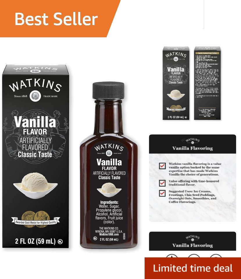 Traditional Vanilla Flavoring, 2 oz Bottle - Perfect for Baking & Desserts