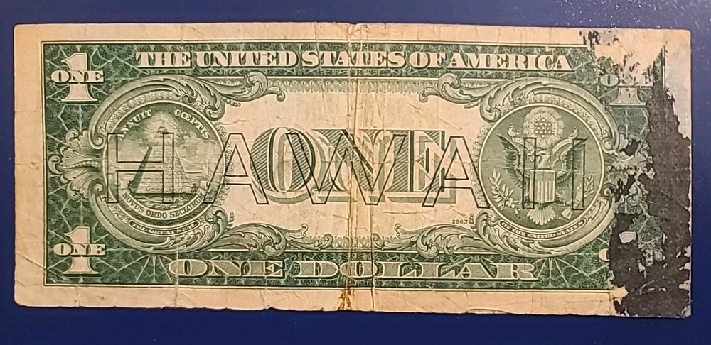 RARE 1935a Hawaii WW2 $1 Silver Certificate With Ink Errors & Misaligned