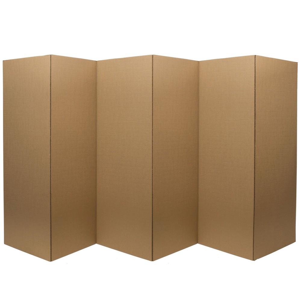 4 ft. Short Brown Temporary Cardboard Folding Screen - 6 Panels