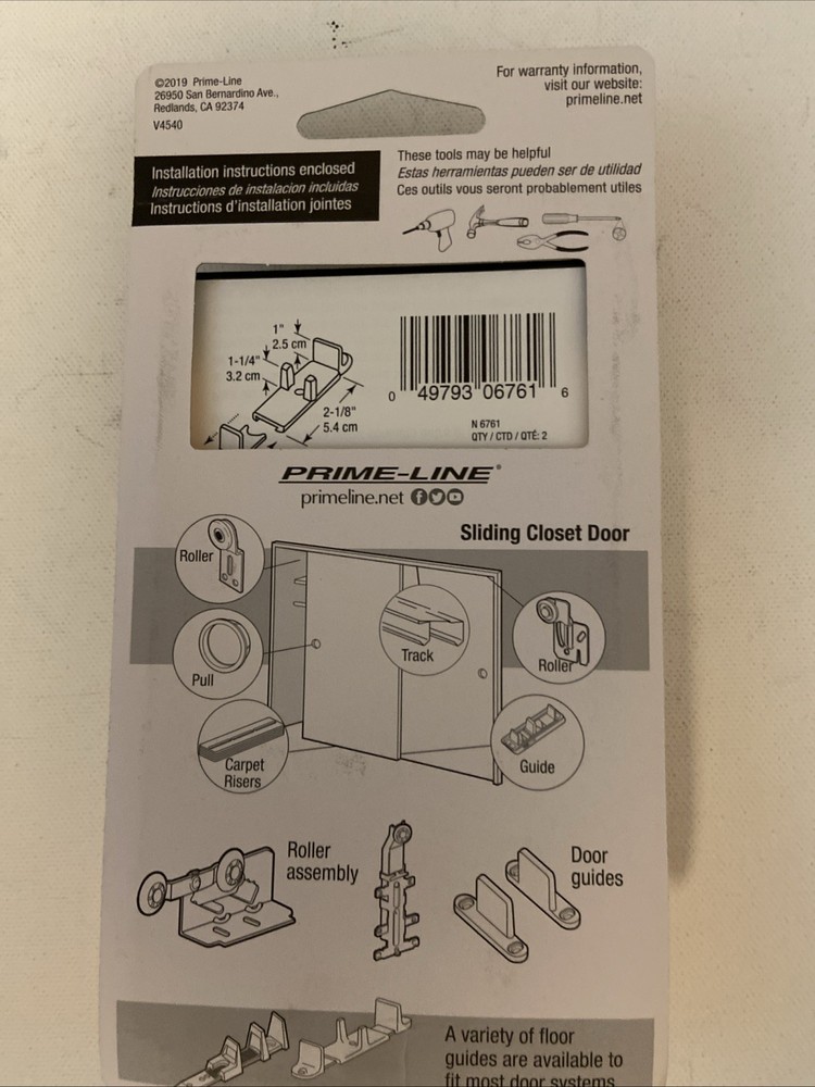 Prime-Line 1-1/4 In. Adjustable Nylon Base Bypass Door Bottom Guide (2 Count)