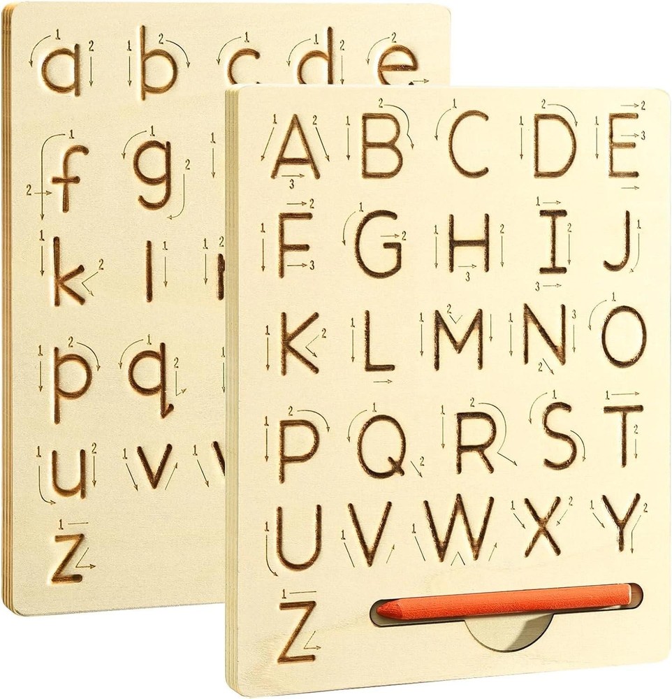 Wooden Letters Practicing Board,reusable Handwriting Alphabet Tracing Board Doub