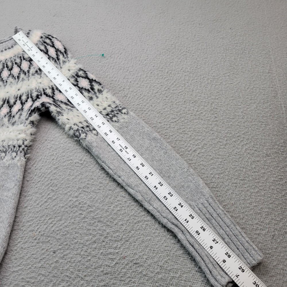 Talbots Wool Sweater Womens XS Gray Fair Isle Pullover