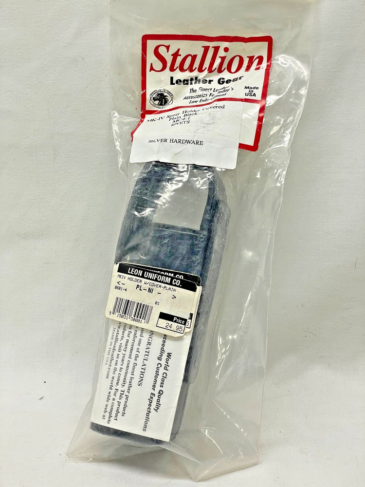 Stallion Leather Gear Plain Black MC4-1Mace Spray Holder Silver Snap