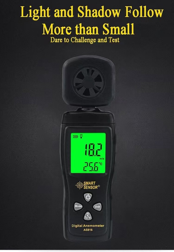 SMART SENSOR Digital Anemometer Handheld Air Wind Speed Meter Tester Backlight
