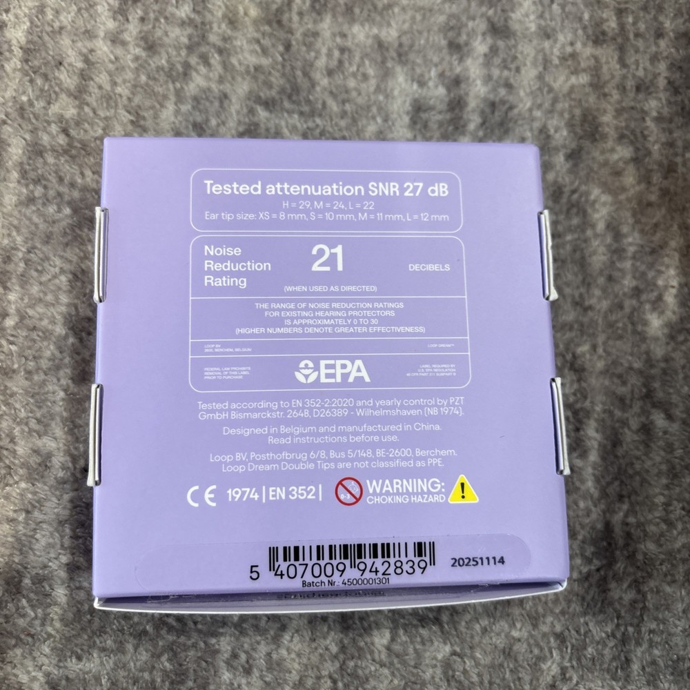 Loop Dream Silicone/Memory Foam Tips Sleeping Comfortable Lilac