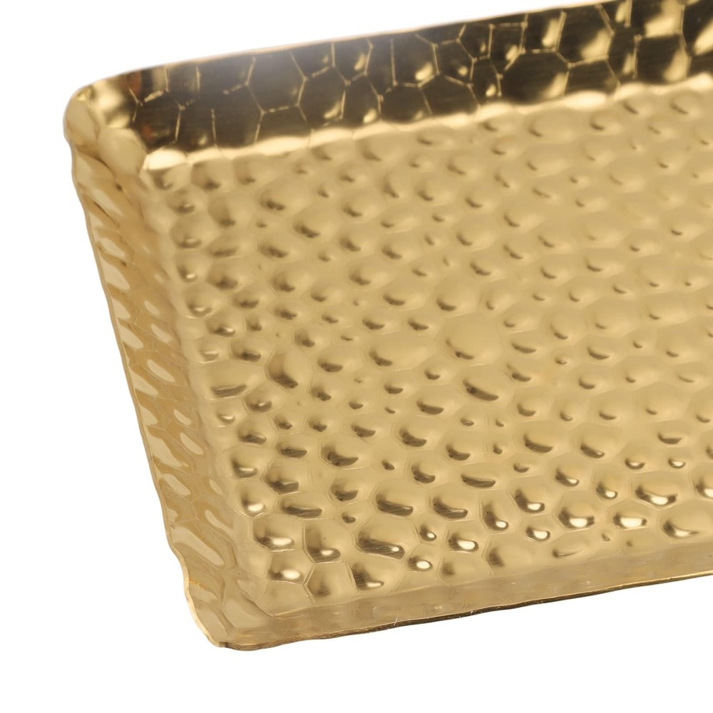 Serving Platter, Pastry Serving Tray Multi Purpose Hammered for Restaurant (Gold
