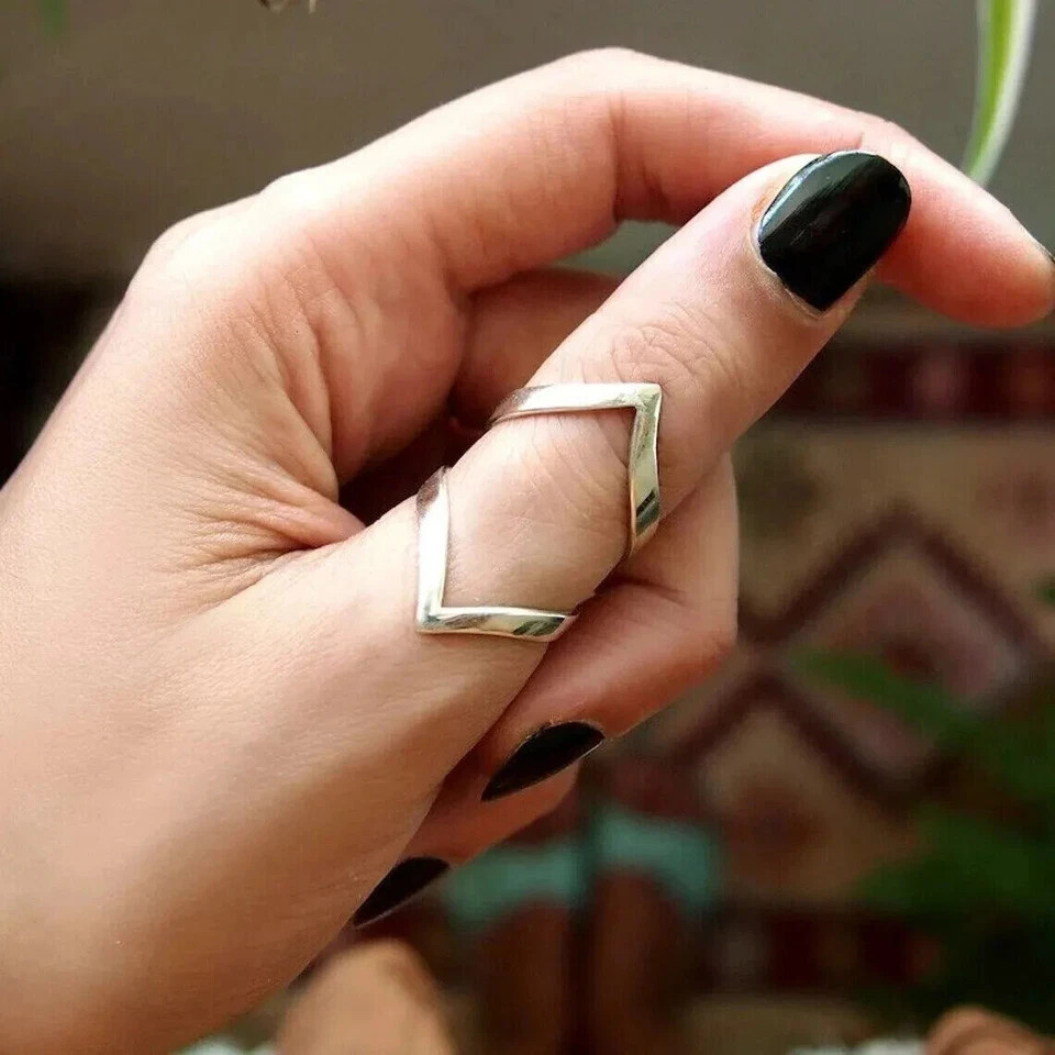 Chevron Ring Solid 925 Sterling Silver Band Statement Handmade Ring All Size