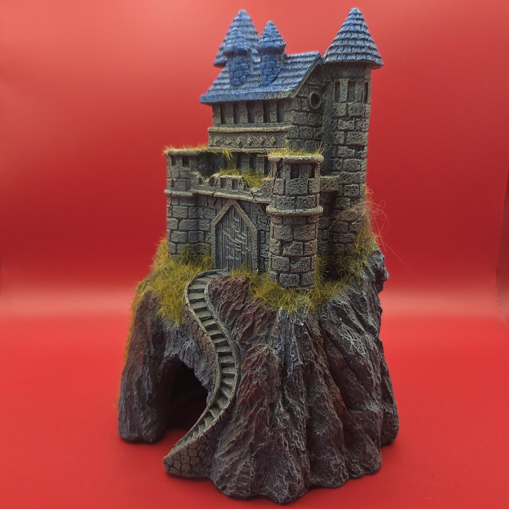 Aquarium Decorations/decor- Fishtank Mountain Top Castle with Moss