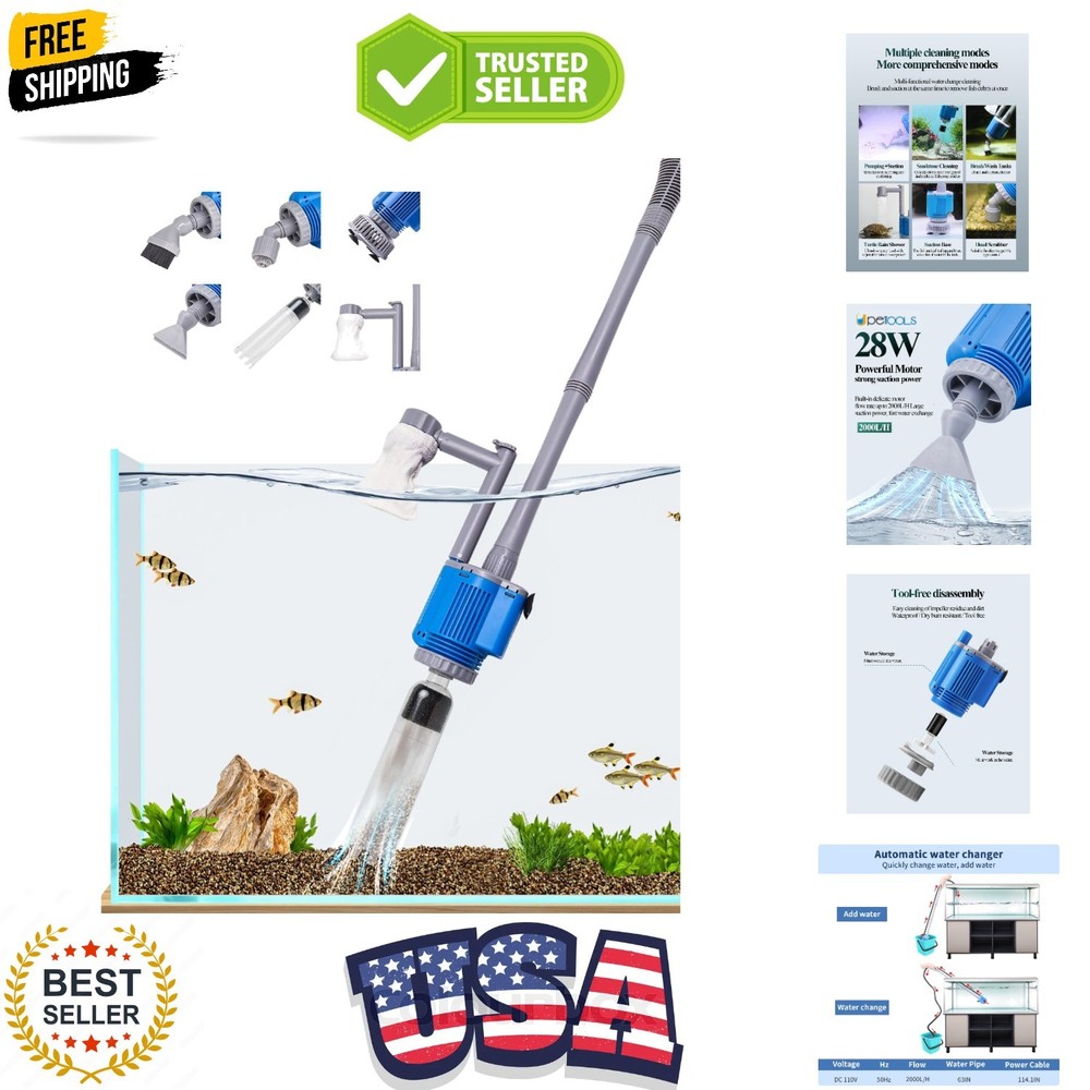 - Electric Automatic Removable Vacuum Water Changer Sand Algae Cleaner Filter...