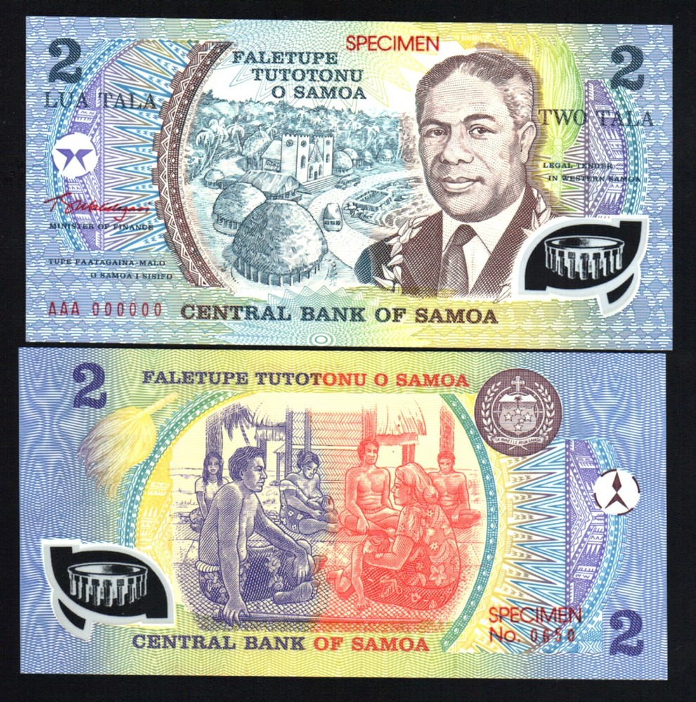 WESTERN SAMOA 2 TALA P31 1990 AAA SPECIMEN* COMMEMORATIVE POLYMER UNC MONEY NOTE