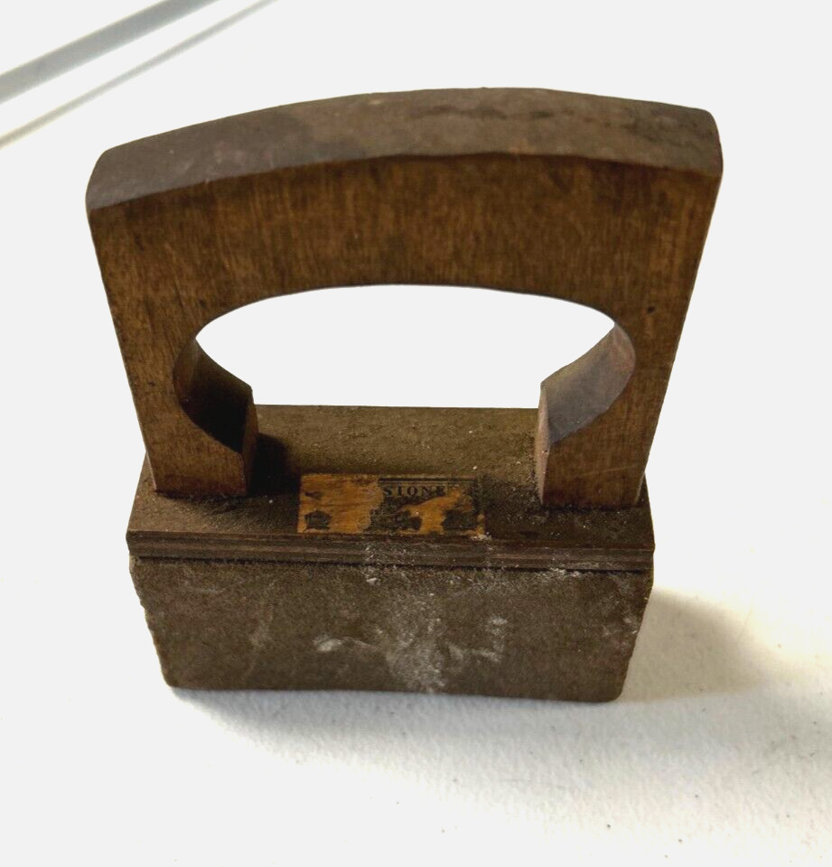 Vintage Sharpening Stone with a Wooden Grip Handle