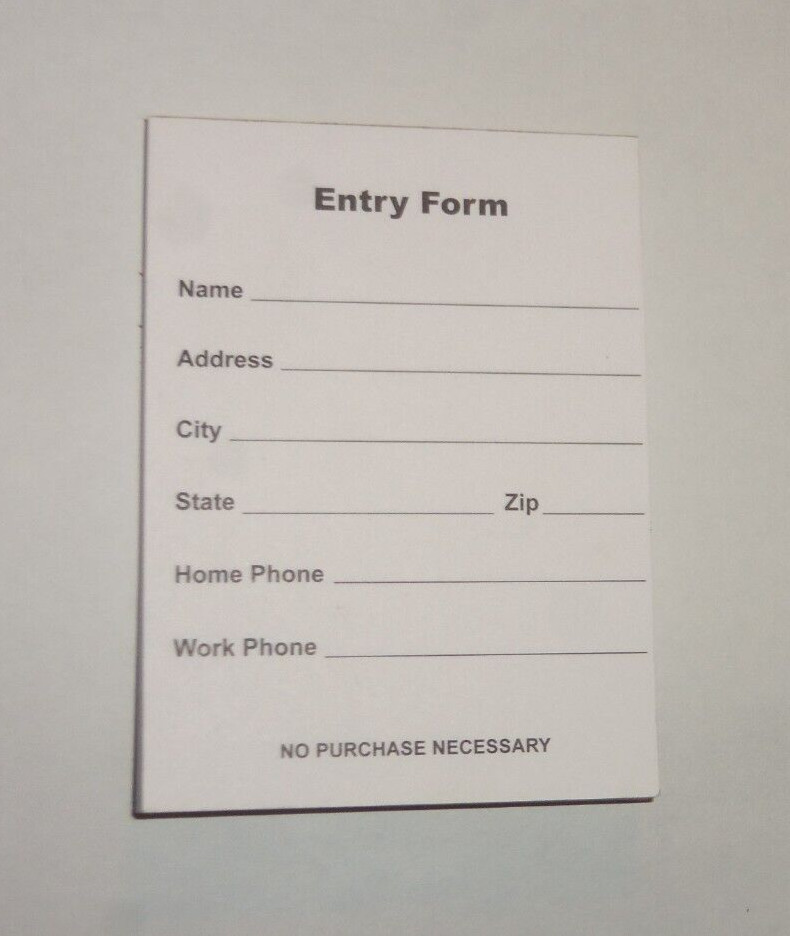 Contest Entry Forms 100 Forms Per Pad Blank Sheets 3in wide 4in tall
