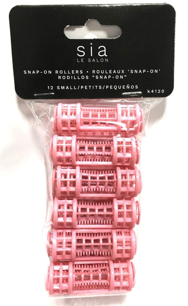 12pc Small Mini Tiny Snap On Clip-On Hair Rollers PINK