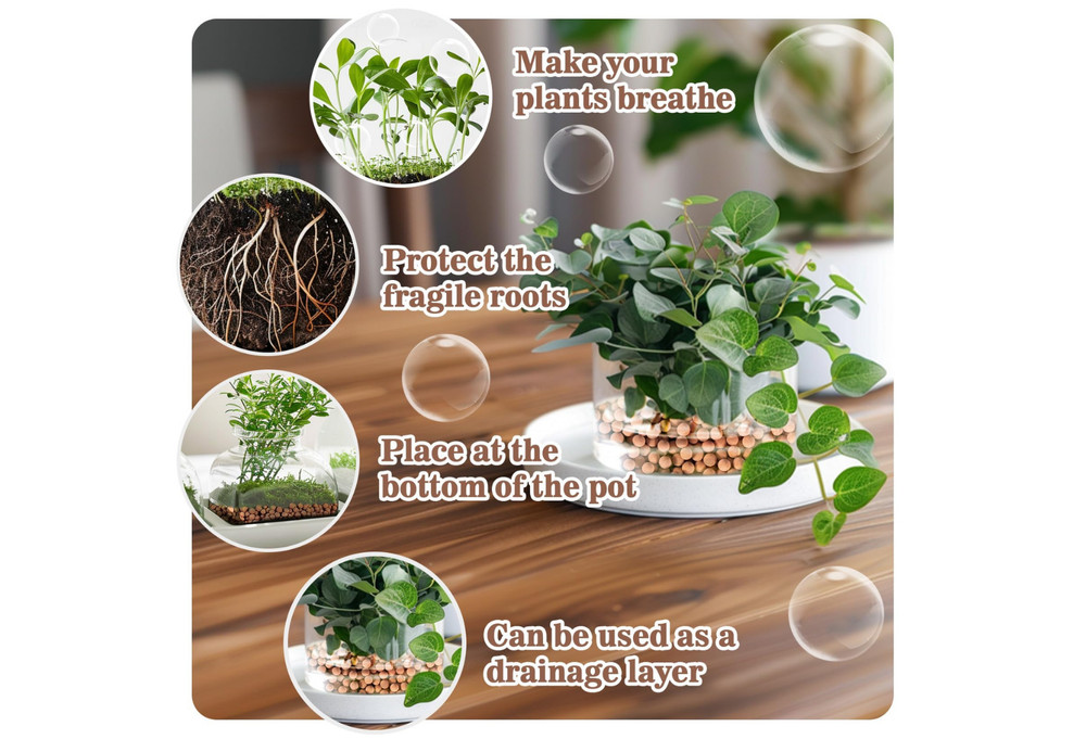 Hydroton Clay Pebbles for Plants - Leca Drainage, Hydroponics (14oz)
