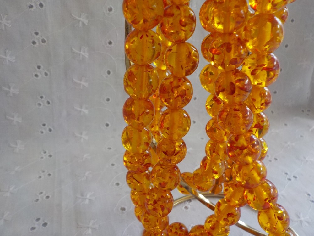 Faux Plastic Amber Bead Long Prayer Beads Confetti